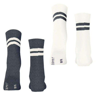 Esprit Black Tennis Stripe 2 Pack Socks