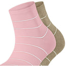 Esprit Brown Fine Line Short 2 Pack Socks