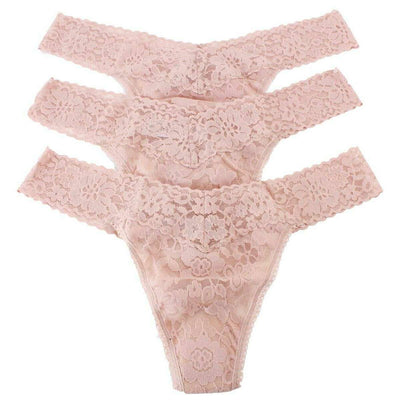 Hanky Panky Beige Daily Lace 3 Pack Original Rise Thong