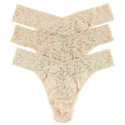 Hanky Panky Beige Signature Lace 3 Pack Original Rise Thong