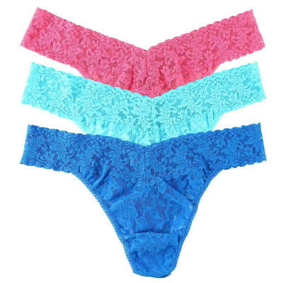 Hanky Panky Blue Signature Lace 3 Pack Original Rise Thong