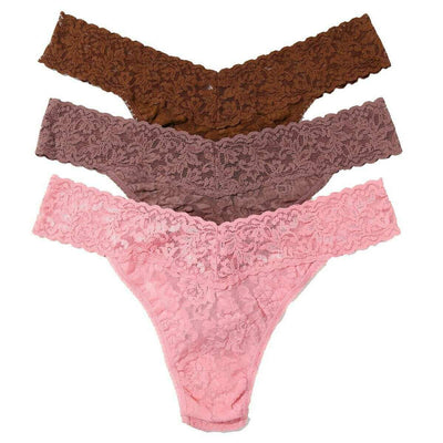 Hanky Panky Brown Signature Lace 3 Pack Original Rise Thong