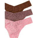 Hanky Panky Brown Signature Lace 3 Pack Original Rise Thong