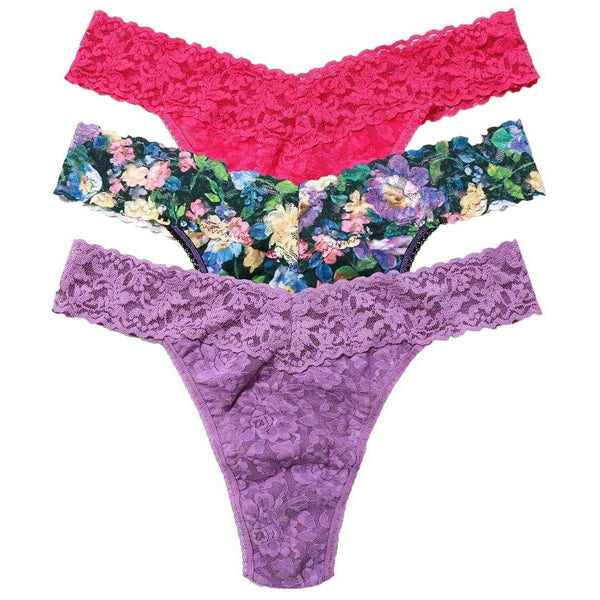 Hanky Panky Purple Signature Lace 3 Pack Original Rise Thong