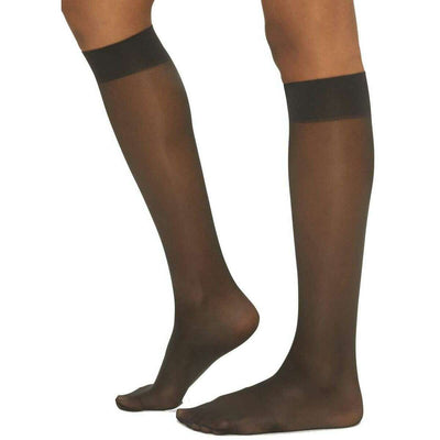 Wolford Black Satin Touch Sheer Shimmer 20 Denier Knee High Tights