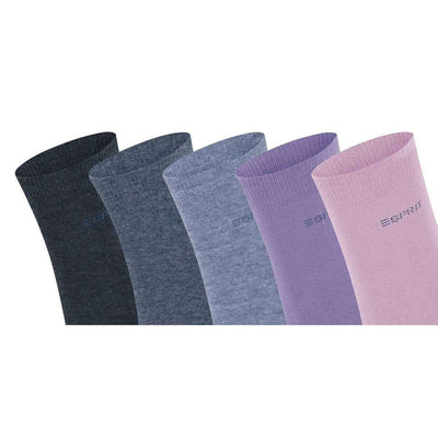 Esprit Blue Solid Mix 5 Pack Socks