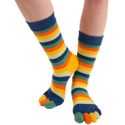 TOETOE Orange Essential Striped Mid Calf Socks